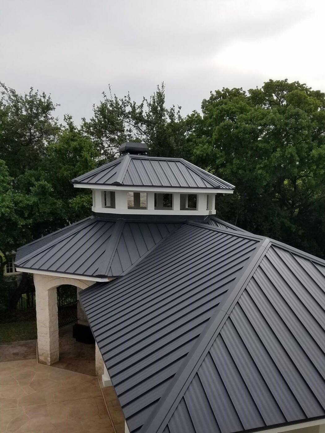 Custom steel roof on cupola gazebo